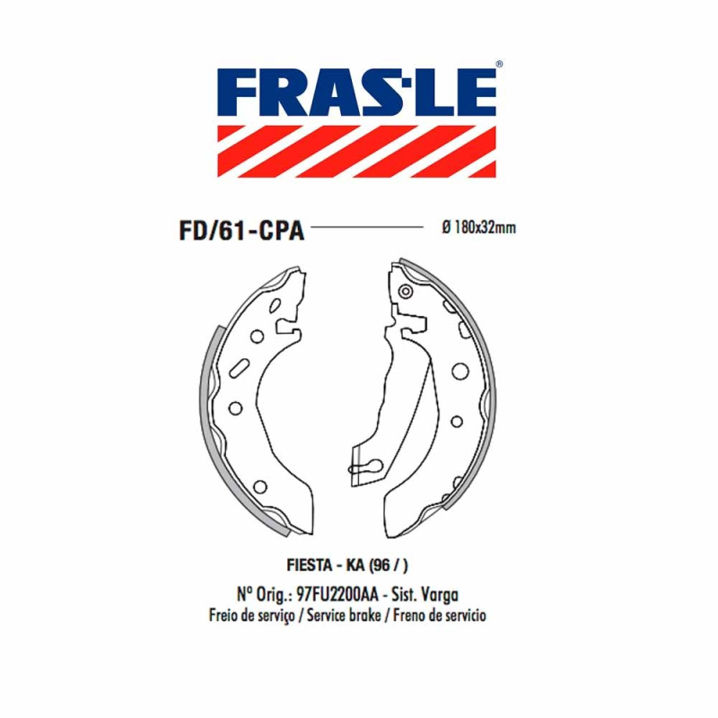 [homologação] Sapata Freio Ford Fiesta 1996/2002 Ka 1996/2014 Gm Celta 2006/2016 Prisma 2006/2012 C/ Haste