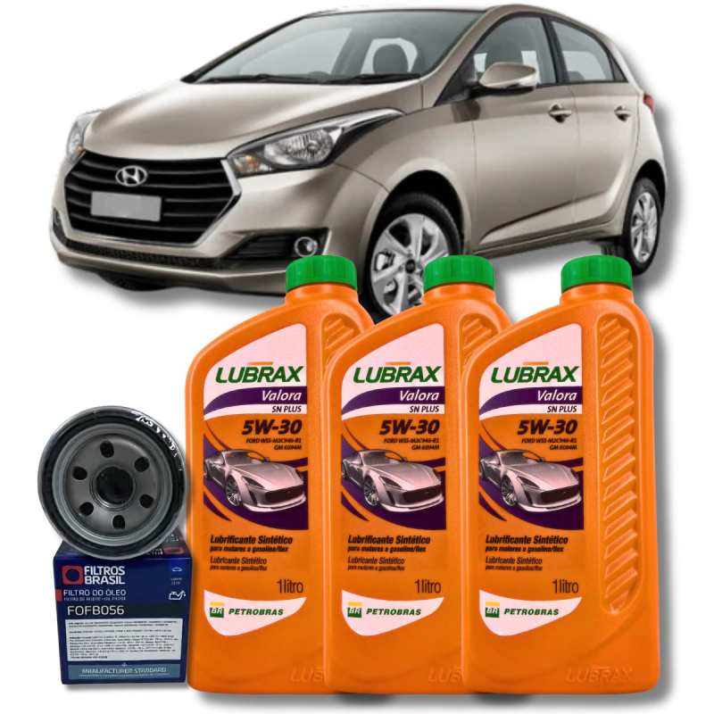 KIT TROCA HB20 1.0 12V 3 CILINDRO 5W30 SN LUBRAX 2011 / - MLB1841464172