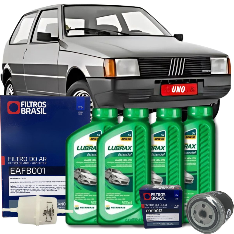 KIT TROCA DE OLEO FIAT UNO FIASA ATE 93 CARBURADO 20W50 MLB2001666235