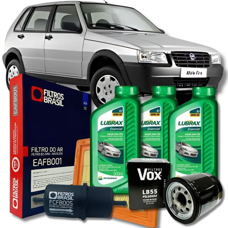 KIT TROCA DE OLEO FIAT UNO MILLE FIRE 1.0 20W50 MINERAL