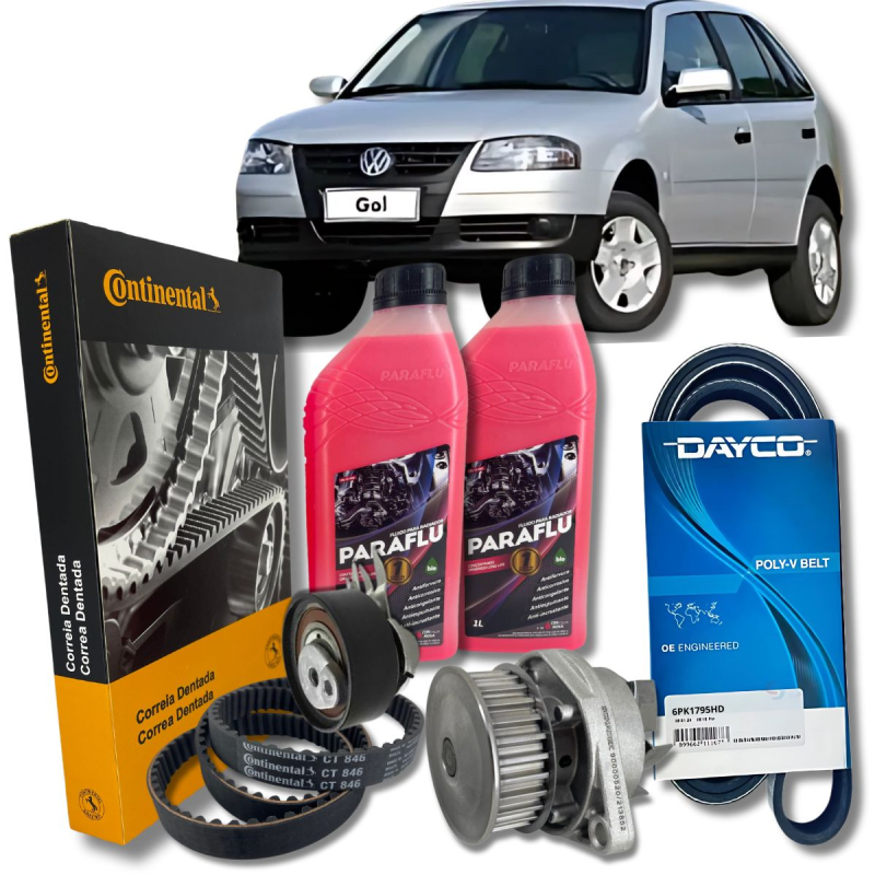 KIT CORREIA DENTADA TENSOR + BOMBA DAGUA GOL G3/G4 1.0 8V