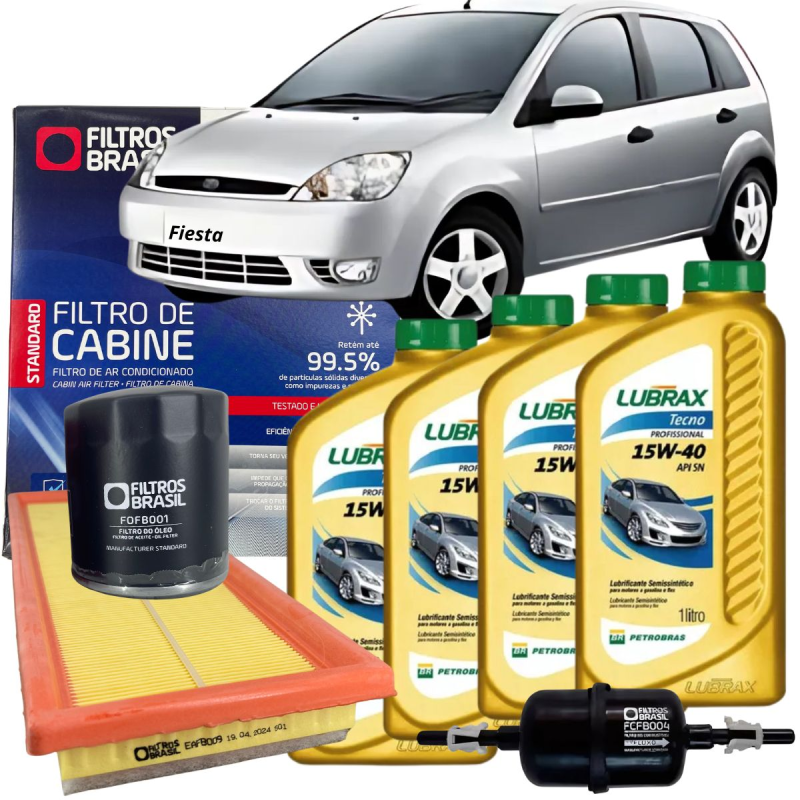 KIT REVISãO FORD FIESTA 1.6 1.0 02/ LUBRAX O MELHOR OLEO