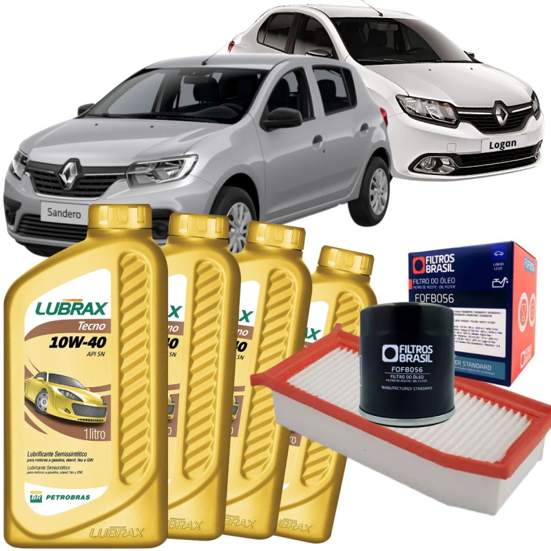 KIT TROCA óLEO 10W40 LUBRAX DUSTER SANDERO LOGAN 1.6 16V