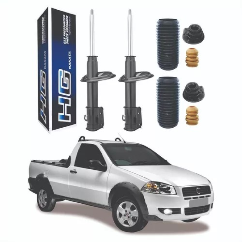 PAR AMORTECEDOR DIANTEIRO STRADA 2013 2014 2015 NAKATA + KIT