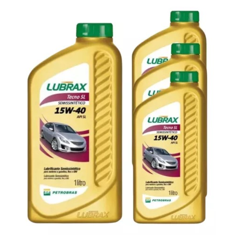 óLEO DE MOTOR LUBRAX SEMISSINTéTICO 15W-40 P/CARROS GASOLINA, ETANOL, FLEX E GNV KIT DE 4 UNIDADES X 1L = 4L