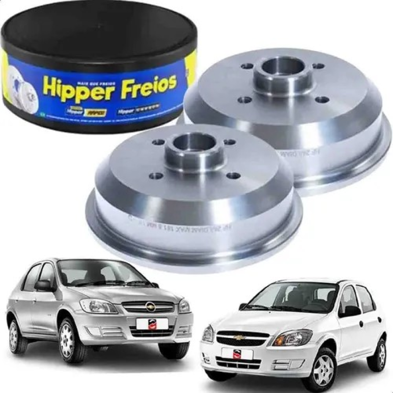 PAR 2 TAMBOR DE FREIO TRASEIRO COM CUBO CELTA PRISMA 1.0 1.4