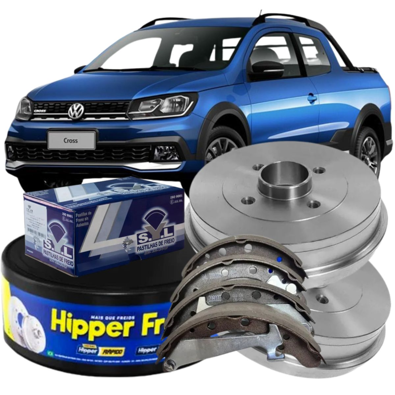 KIT TAMPOR E SAPATA DE FREIO TRASEIRO SAVEIRO G5 1.6 8V 2008/...