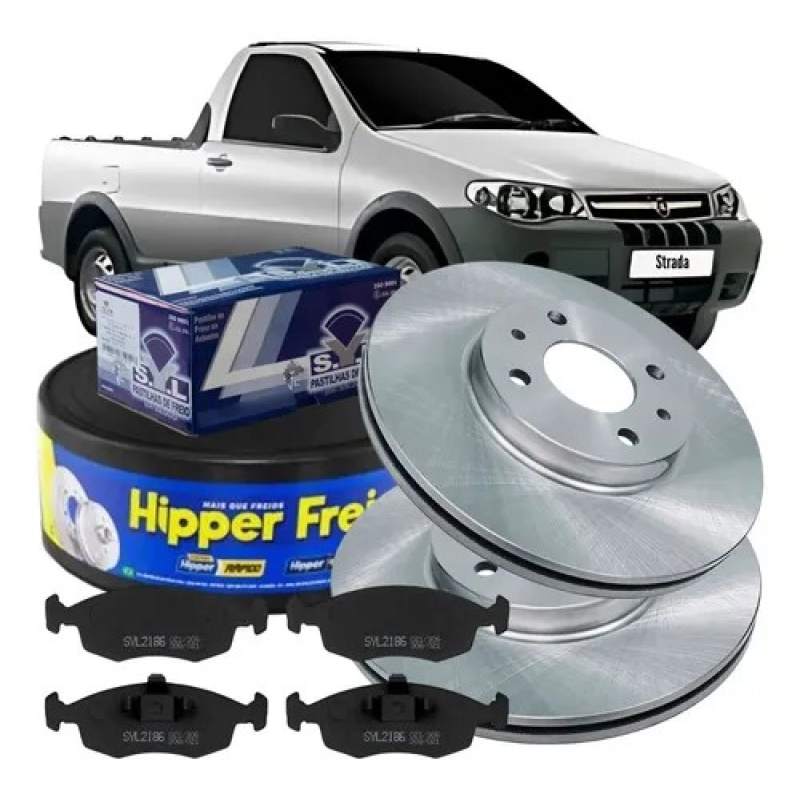 KIT DISCO E PASTILHA DIANTEIRA STRADA 1.4 1.6 1.8 2009 A 2012